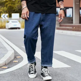 Men's Jeans Autumn Texture Fat Guy Loose Wide-leg Cropped Pants Comfortable Size 29-48 PTW005