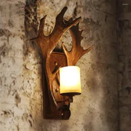 Wall Lamp Antlers Sculpture European And American Resin Lights Bar Cafe Decorative White LED Corridor Aisle Night Light