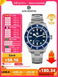 Relógios de pulso San Martin Vintage BB58 NH35 40mm Diver Luxo Homens Relógio Automático Mecânico Top Marca Negócios Relógio de Pulso Sapphire 20 Bar 230824