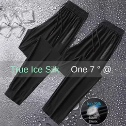 Męskie spodnie Ice Silk Men Summer Ultrathin Chłodzenie Szybkie sport swobodny luźne oddychające trening na świeżym powietrzu spodni 230824