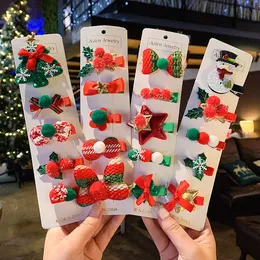 Yeni çocuk saç tokası 5pcs/lot Noel takım elbise parti lehine saç tokası xmas ağacı şapka klips headdress sevimli bebek toptan