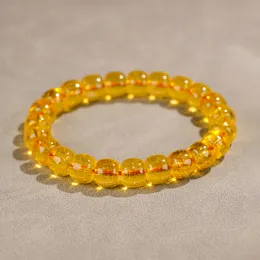 Gelbes Quarzose-Jade-Armband mit elastischen Perlen für Unisex. Designer-Armbänder. Armreif. Designer-Armreifen für Frauen. Schmuck