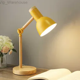 LED Table Desk Lamp Creative Norden Wooden Wooden Iron Room Bedroom Protection Eye Reading Light Room Simple Room Decor Home HKD230824