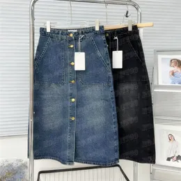 Gonne di jeans con fibbia in metallo Abito per donna Gonna di jeans da strada di marca di moda da donna