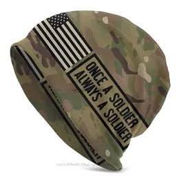 Beanie / Skull Caps Sempre um Soldado Bonnet Homme Inverno Quente Chapéu de Malha Camo Camuflagem Exército Skullies Beanies Caps para Homens Mulheres Chapéus de Algodão L0825