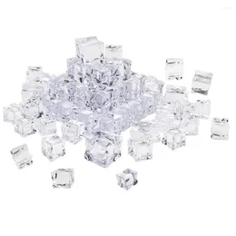 Vasos 100 pcs 20mm cubo quadrado forma de vidro brilho cubos de gelo falso artificial acrílico cristal claro pogal adereços cozinha