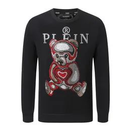 PLEIN BEAR Brand Men's Hoodies & Sweatshirts Warm Thick Sweatshirt Hip-Hop Loose Characteristic Personality PP Skull Pullover Rhinestone Luxury Men's Hoodie 2166