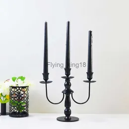 3 5 Arms Black Candlestick Wedding Party Metal Candle Holders Romantic Stick Holders Candlelight Dinner Candle Stand Decor HKD230825