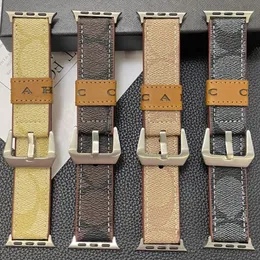 حزام مراقبة من جلد Apple Watch Leather الفاخر لسلسلة Apple Watch Series 8 9 4 5 6 7 فرق 40 مم 41 مم 49 مم 38 مم 42 مم 44 مم 45 مم رابط IWatch Band Designer Ap Watchbands