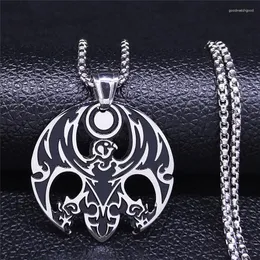 Pendant Necklaces Viking Raven Stainless Steel Chain Scavenger Bird Necklace Solar Animal Norse God Odin Jewelry Gifts N4078S08