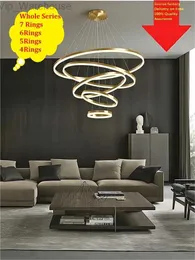 Moderna LED -ringar Pendant Lamp Circle Tak hängande ljuskrona vardagsrum /matsal /trappa lampa hembelysning hkd230825