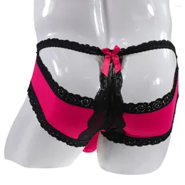 Unterhosen Männer Sexy Elefanten Nase Sissy Höschen Spitze Floral Tangas G-String Bikini-Slip Unterwäsche Hombre Dessous Nachtwäsche