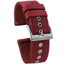 Oglądaj zespoły Hemsut Canvas Red Szybkie wydawanie jakości nylonowe i ciężkie szczotkowane klamra 18 mm 20 mm 22 mm 24 mm 230825