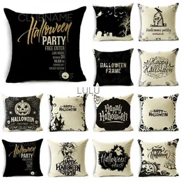 Black White Simple Halloween Series Pumpkin Skull Linen Throw Pudowcase Decorative Cushion Cover för SOFA Living Room Party HKD230825 HKD230825