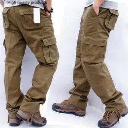 Men's Pants Military Cotton Cargo Casual Multi-Pocket Baggy Overalls Streetwer Hip Hop Straight Slacks Army Work Long Trousers