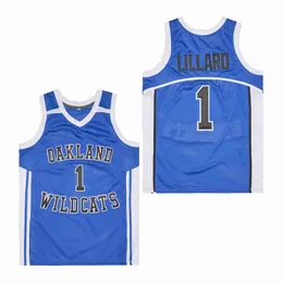 Damian Lillard Oakland Wildcats High School film College Basketball Jersey Blu Taglia S-XXL