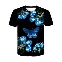 Homens camisetas Verão Moda Homens Mulheres Crianças T-shirt Manga Curta Legal Animal Borboleta 3D Camisa Inseto Impressão Harajuku Menino Menina Tops