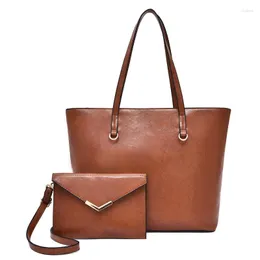 Evening Bags Amberler Luxury Handbags PU Leather Women Shoulder Designer Large Capacity 2 Pieces Set Crossbody Bag Casual Female Tote