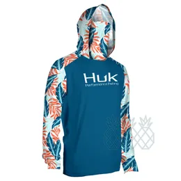 Men's Hoodies Sweatshirts HUK Fishing Hoodie Shirts With Neck Gaiter Men's Long Sleeve Performance Fishing Clothing Sun Protection UPF 50 Fishing Jersey 230825