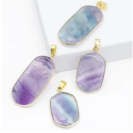 Rainbow Fluorite Pendants for DIY Making Jewelry Necklace Earrings Healing Crystal Negative Energy Meditation Yoga Charms