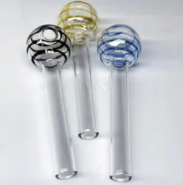 Cheap colorful Donut Pyrex Glass Oil burner transparent Oil tube Glass Straight pipes Oil Burning Pipe for smoking pipes 0584513
