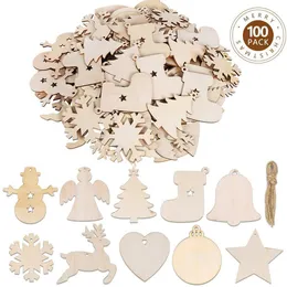 Juldekorationer 100 st jul runda Baubles Taggar Naturliga barn Diy Xmas Tree Decorations Arts Crafts Party Ornaments Supplies 230825