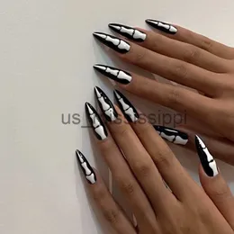 Falska naglar WM29 Goth Bone Woman Halloween Fake Nail Patch Wear Nail Patch Färdig nagellapp Nagelklistermärke Fake Nails Press On White Nail X0826