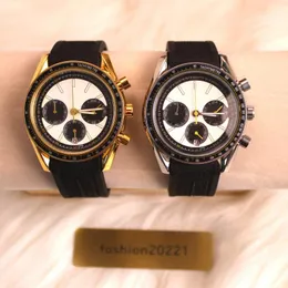 Męski zegarek designerka zegarek kwarcowy zegarek księżyc zegarki prędkość sześć rąk minerałowa szklana marka chronografu gumowy pasek luksusowy zegarek
