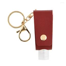 Keychains Portable Empty Travel Bottle 30ml PU Leather Pouch Holder Keychain Refillable
