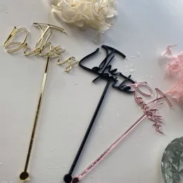 Other Event Party Supplies Personalized Name Drink Stirrers Custom Hand Lettered Stir Swizzle Sticks Bar Accessories Wedding Table Centerpiece 230825