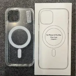 Capas de telefone à prova de choque magnéticas de acrílico transparente transparente para iPhone 15 14 13 12 11 Pro Max com pacote de varejo compatível com carregador sem fio Magsafe