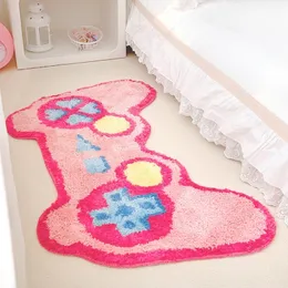 Teppich, Videospiele, schicke rosa getuftete Matte, super saugfähiger Bodenteppich, rutschfest, für Zimmer, Zuhause, Schlafzimmer, Dekoration, 40 x 100 cm, 230825