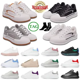 2023 Designer Sneakers Oversized Casual Shoes White Black Leather Luxury Velvet Suede Womens Espadrilles alexander mqueen Trainers mens women Flats Lace Up Platform With Box