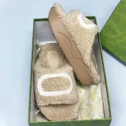 Luxury Fashion Designer Fur Slide Sandals Autumn Winter Women Wool Slides Letter Embroidered Sandals Men Flip Flop With Box NO463