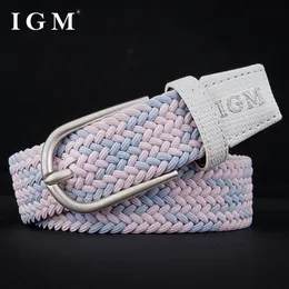 Midjekedjebälten Joker Jeans Ins Belt Woven Elastic Ladies Decorative Perforated Canvas 230825