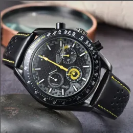Наручные часы Omeg для мужчин 2023 Новые мужские часы Все циферблаты Кварцевые часы Высокое качество Лучшие роскошные бренды с хронографом Часы с резиновым ремнем Мужская мода