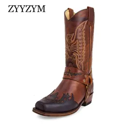 Boots ZYYZYM Men Boots Leather Autumn Winter Mid-calf Handmade Retro Shoes Brithsh Boots for Men Zapatos De Hombre 230825