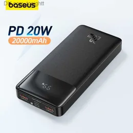 BASEUS Power Bank 20000MAH Mobiltelefonladdare 30000mAh Portabel extern batteri Powerbank Snabbladdning för iPhone 14 Q230826