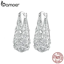 Hoop Huggie 925 Sterling Silver Decorative Vine Hollow Pattern Hoop Earrings Waterdrop Shape Ear Buckles for Women Luxury Jewelry 230825