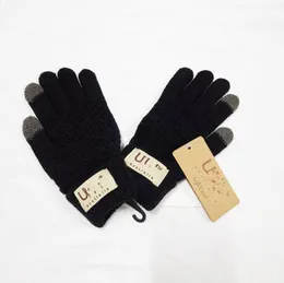 Cinco dedos luvas inverno homens malha tela de toque de alta qualidade masculino mitten engrossar lã quente sólido negócio outono