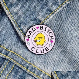 Broche redondo de animais fofos, broche redondo criativo pequeno de pato amarelo com faca de desenho animado crachá lapela estudante feminino moda rosa presente drop del