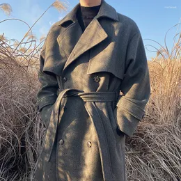 Men's Trench Coats Autumn Winter Wool Coat Men Thickened Long Style Woolen High Sense Loose Warm