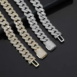 Custom 15mm Vvs Baguette Moissanite Cuban Link Chain 925 Silver Iced Out Rapper Hip Hop Jewelry Diamond Necklace