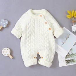 Rompers Baby Rompers Long Sleeve Winter Warm Knitted Infant Kids Boys Girls Jumpsuits Toddler Sweaters Outfits Autumn Children's Clothes 230825