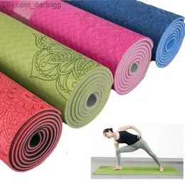 Dature TPE Yoga Mat 6mmフィットネスマットフィットネスヨガスポーツマット体操マットヨガバッグバランスパッドヨガマット183*61cm*6mm Q230826