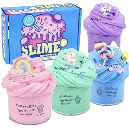 4pcs/lot Soft Butter Slimes Cotton Mud Hand Stress Relief Toys Super Stretchy Non-sticky Slime Cloud Clay Fluffy Mud Kids Party Gifts 2485