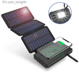 14 Samsung Poverbank Q230826을위한 3 개의 태양 전지판 QI 무선 충전기 파워 뱅크와 20000mah 접이식 태양 광 발전