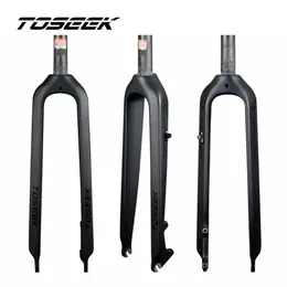 Garfos de bicicleta Toseek Matte 3K Fibra de Carbono Mountain Fork 1/1/8 "Freio de Disco Rígido MTB Bicicleta 26 27 5 29er Tubo Reto 28 6mm 230825