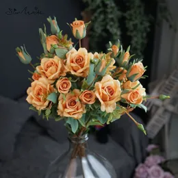 Dekoracyjne kwiaty wieńce Sunmade Multihead Dreamly Rose Branch Silk Sztuczny dom Wedding Flores Artificales Dekor świąteczny DIY 230825