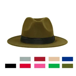 Szerokie brzegowe kapelusze wiadra vintage unisex wełna jazz duży feil flaks cowboy panama fedora czapka dla kobiet mentrilby derby fedoras 230825